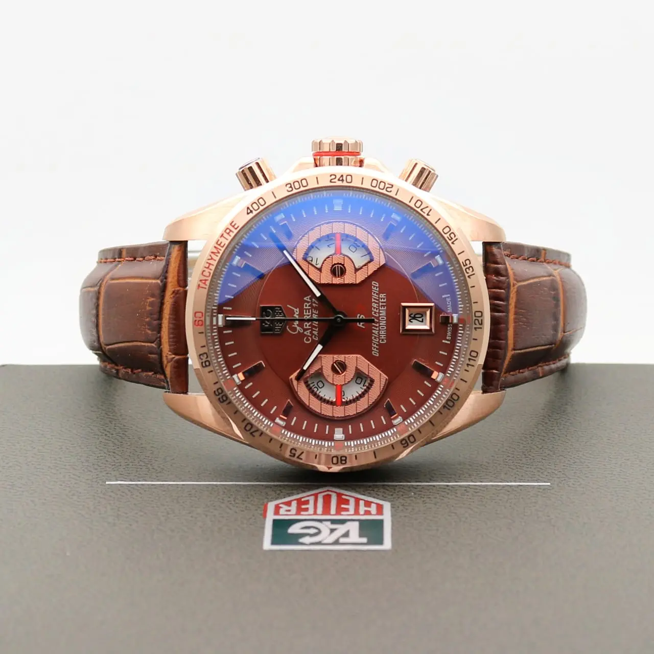 TAG Heuer Grand Carrera — brown dial, rose gold
