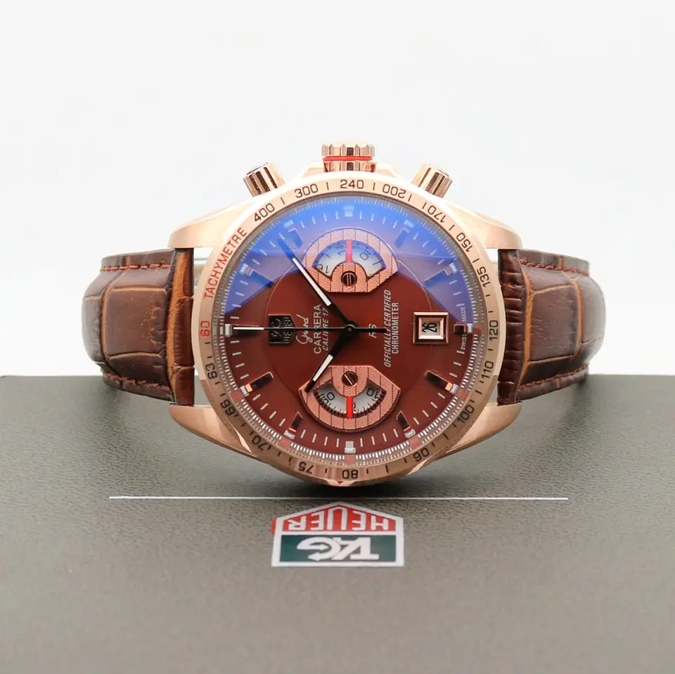 TAG Heuer Grand Carrera — brown dial, rose gold