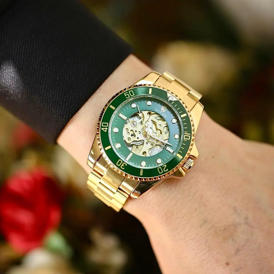 Rolex Skeleton — open-worked dial, gold