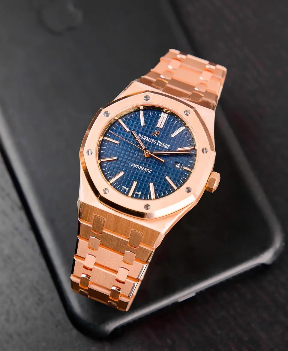 Audemars Piguet Royal Oak — blue dial, rose gold