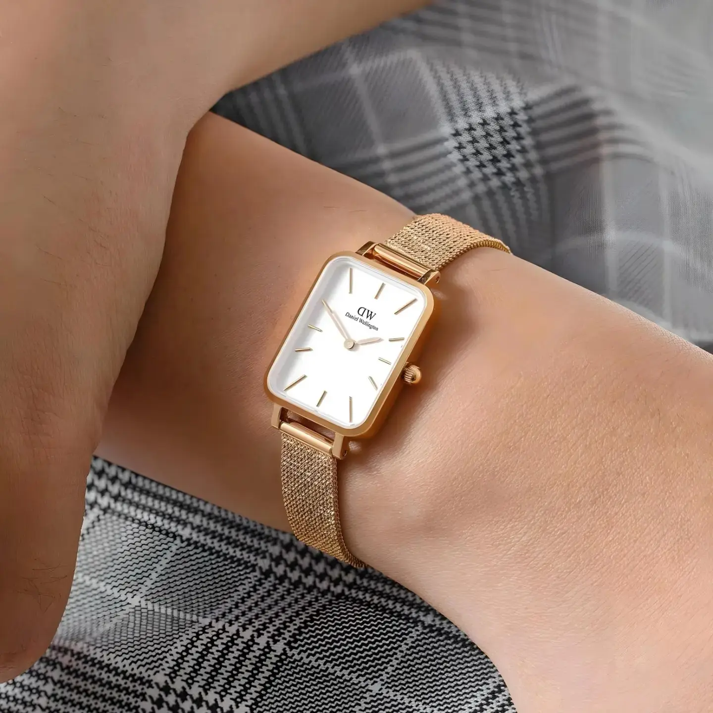 Daniel Wellington Quadro — white dial, rose gold