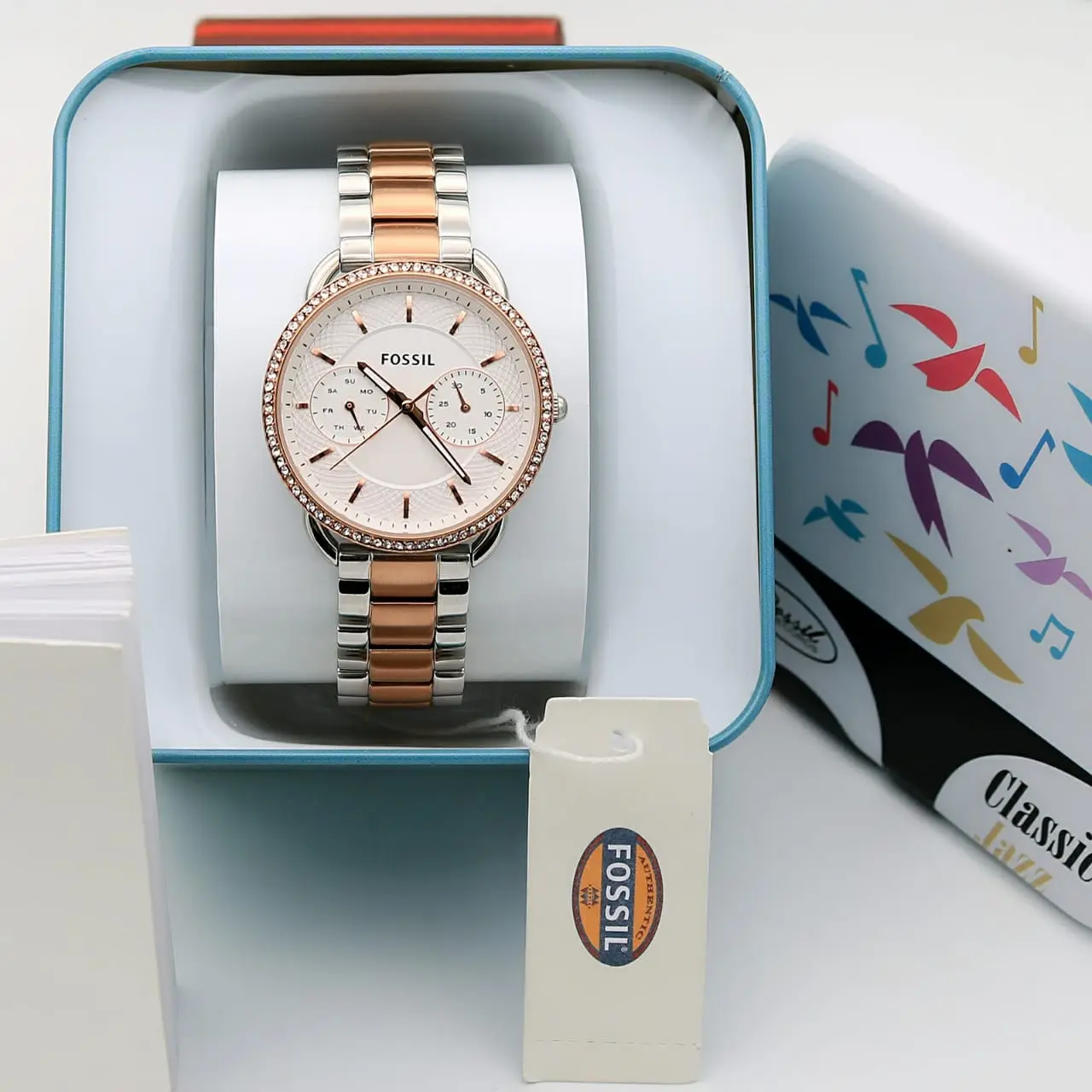 Fossil Tailor — white dial, two-tone
