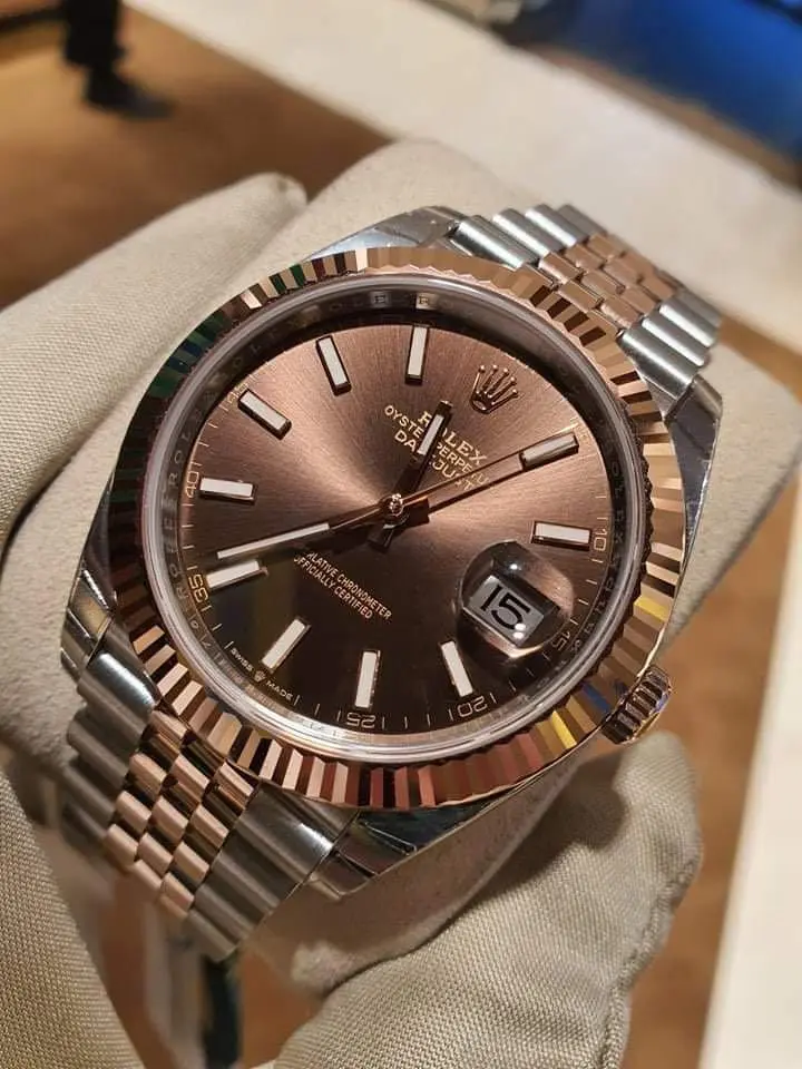 Rolex Datejust — brown dial, two-tone