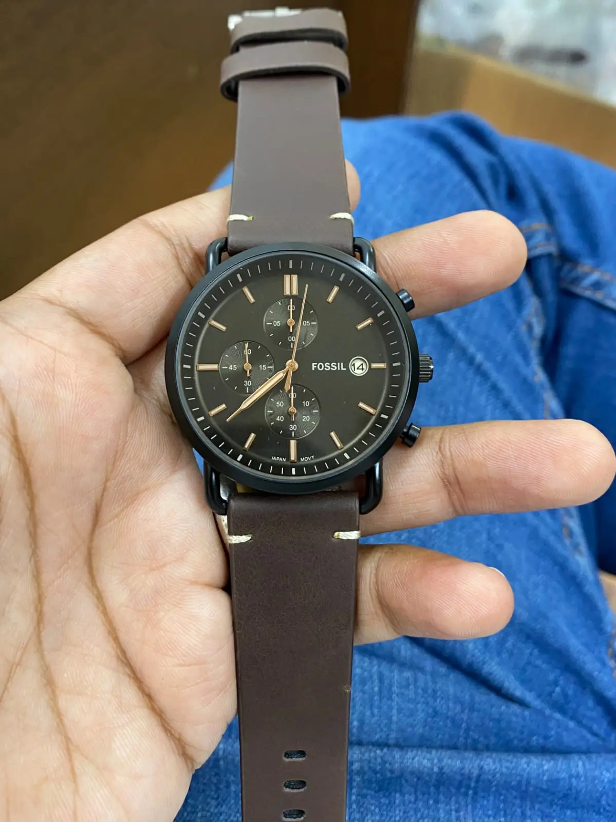 Fossil Chronograph — black dial, black case