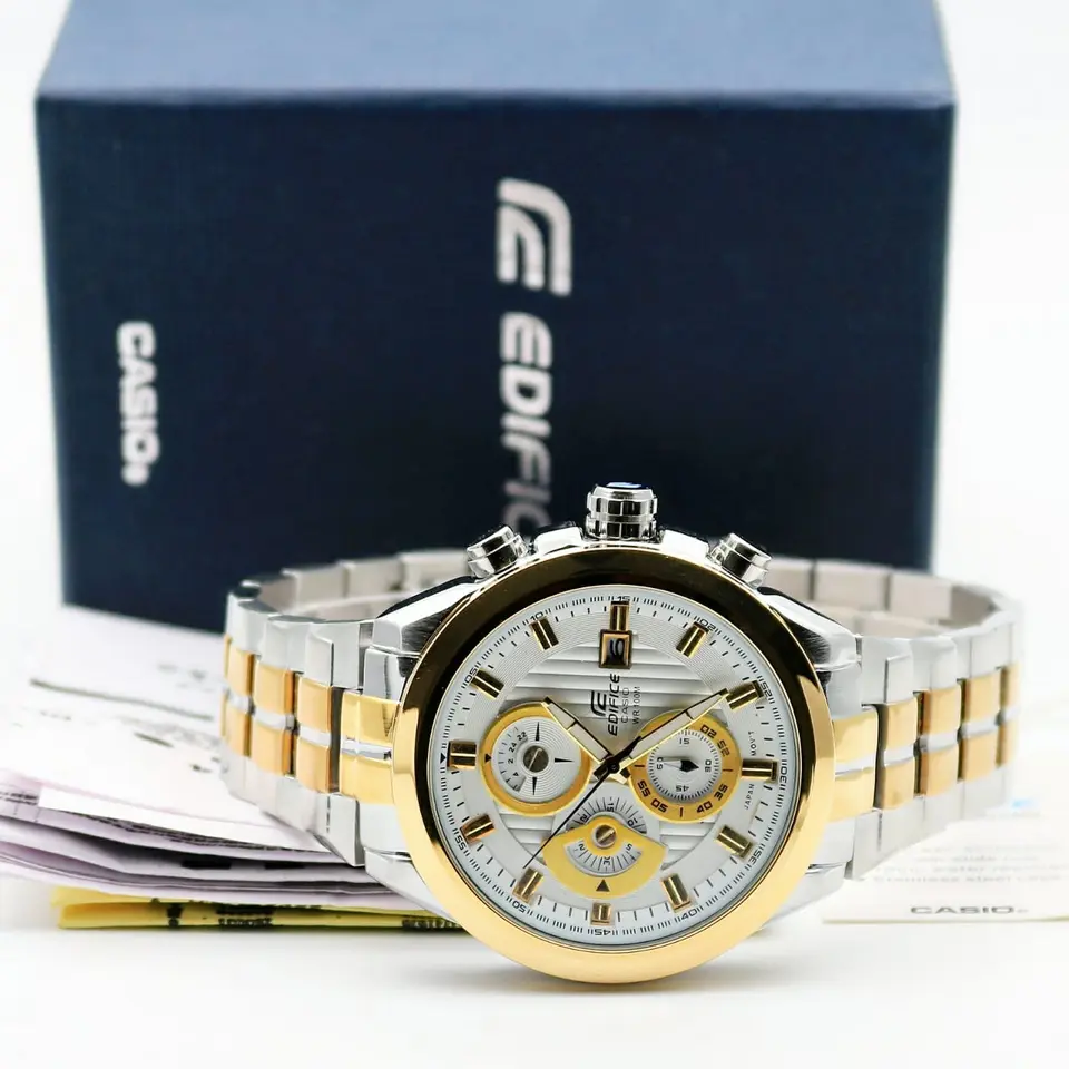 Casio Edifice — silver dial, two-tone