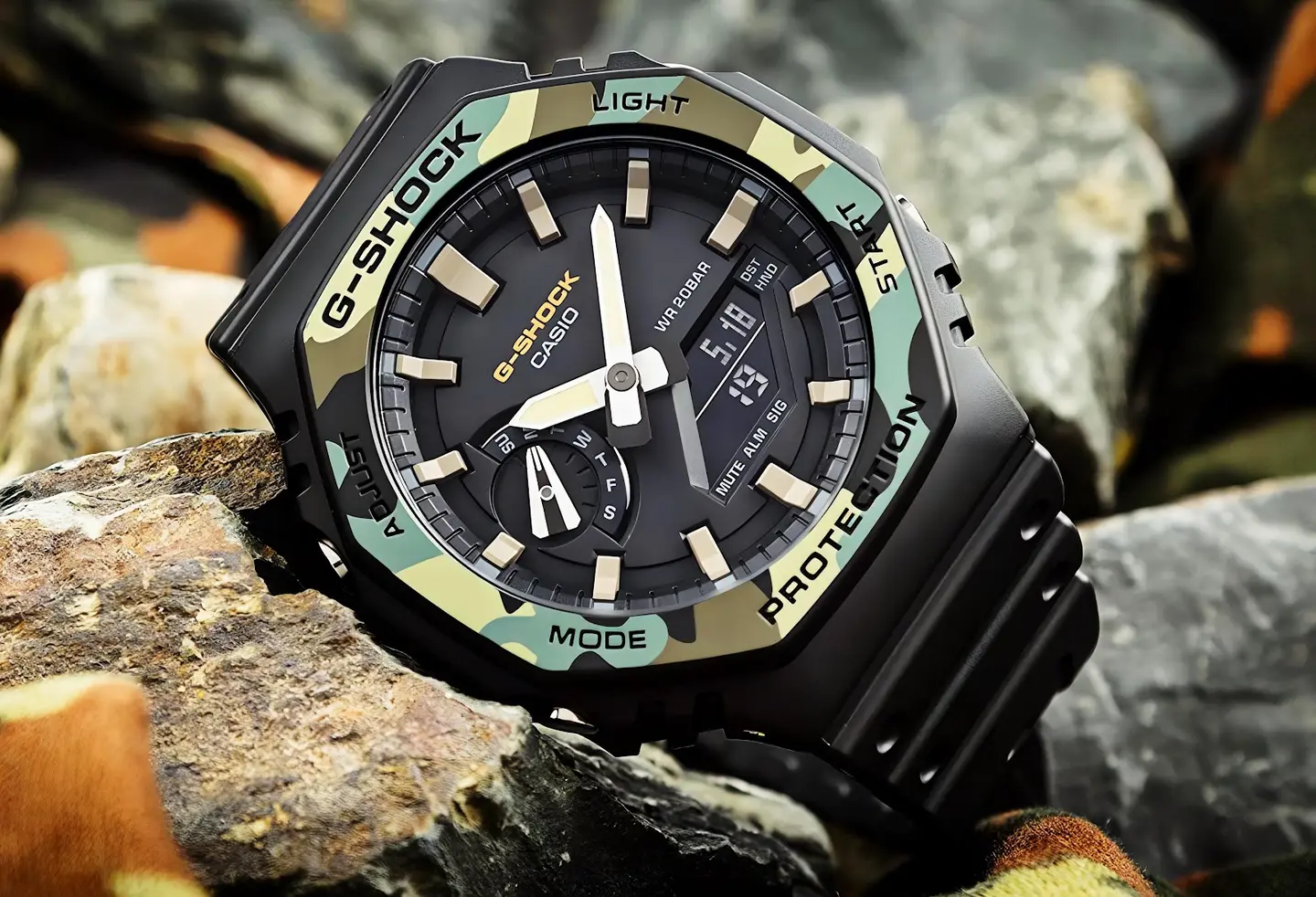 G-Shock GA-2100 — black dial, black case
