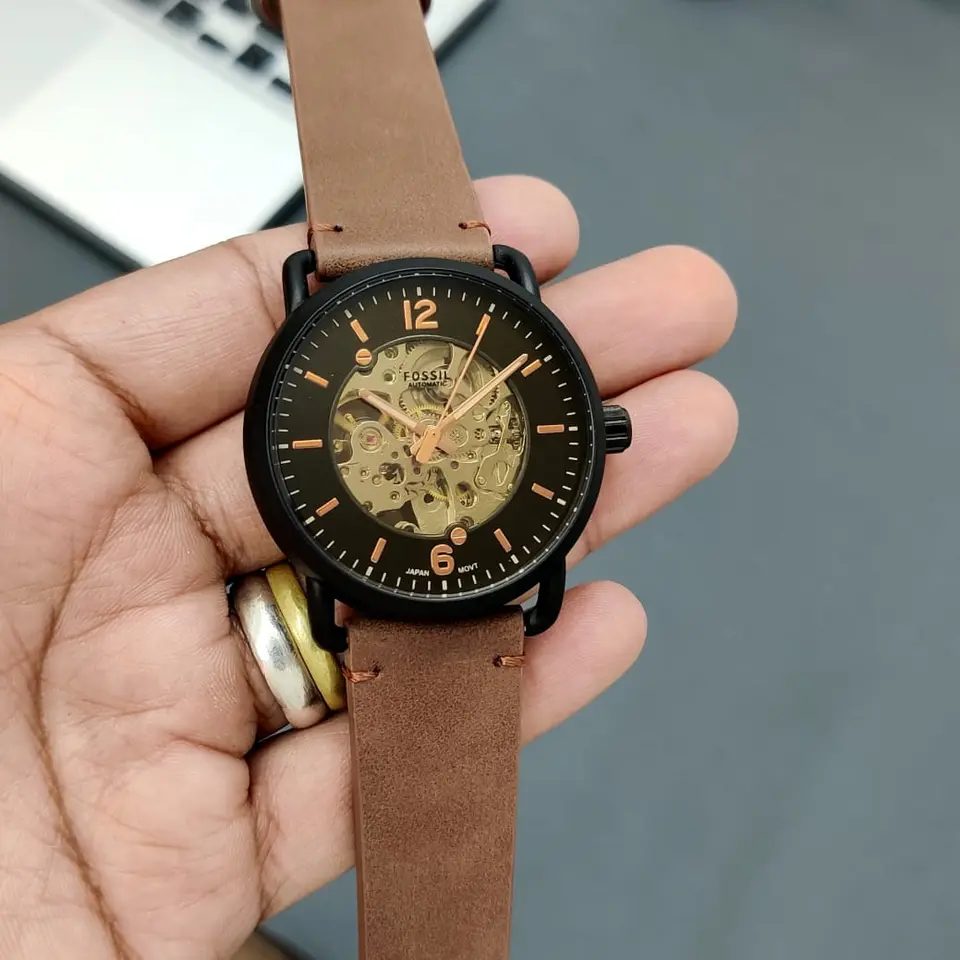 Fossil Skeleton — open-worked dial, black case