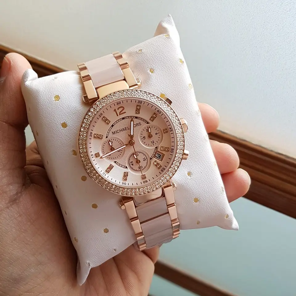Michael Kors Parker — pink dial, rose gold