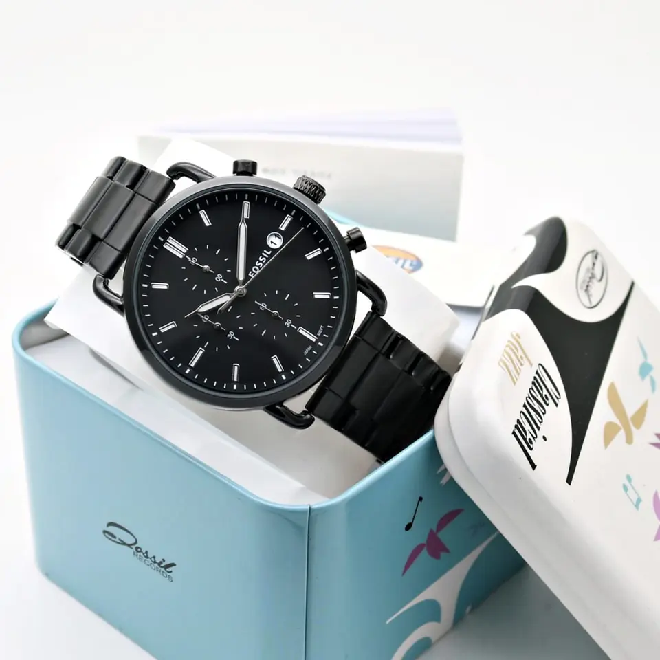 Fossil Commuter — black dial, black case