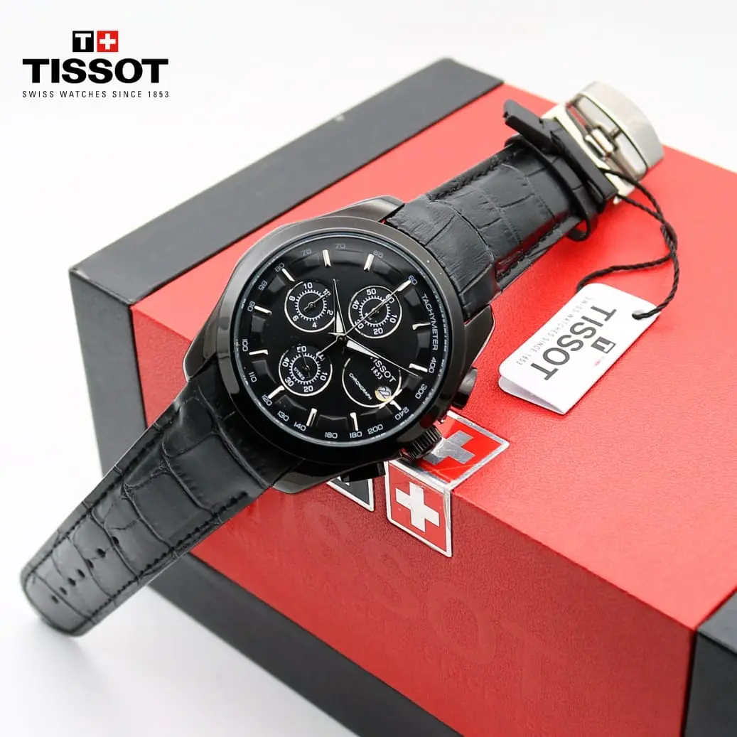 Tissot Chronograph — black dial, black case