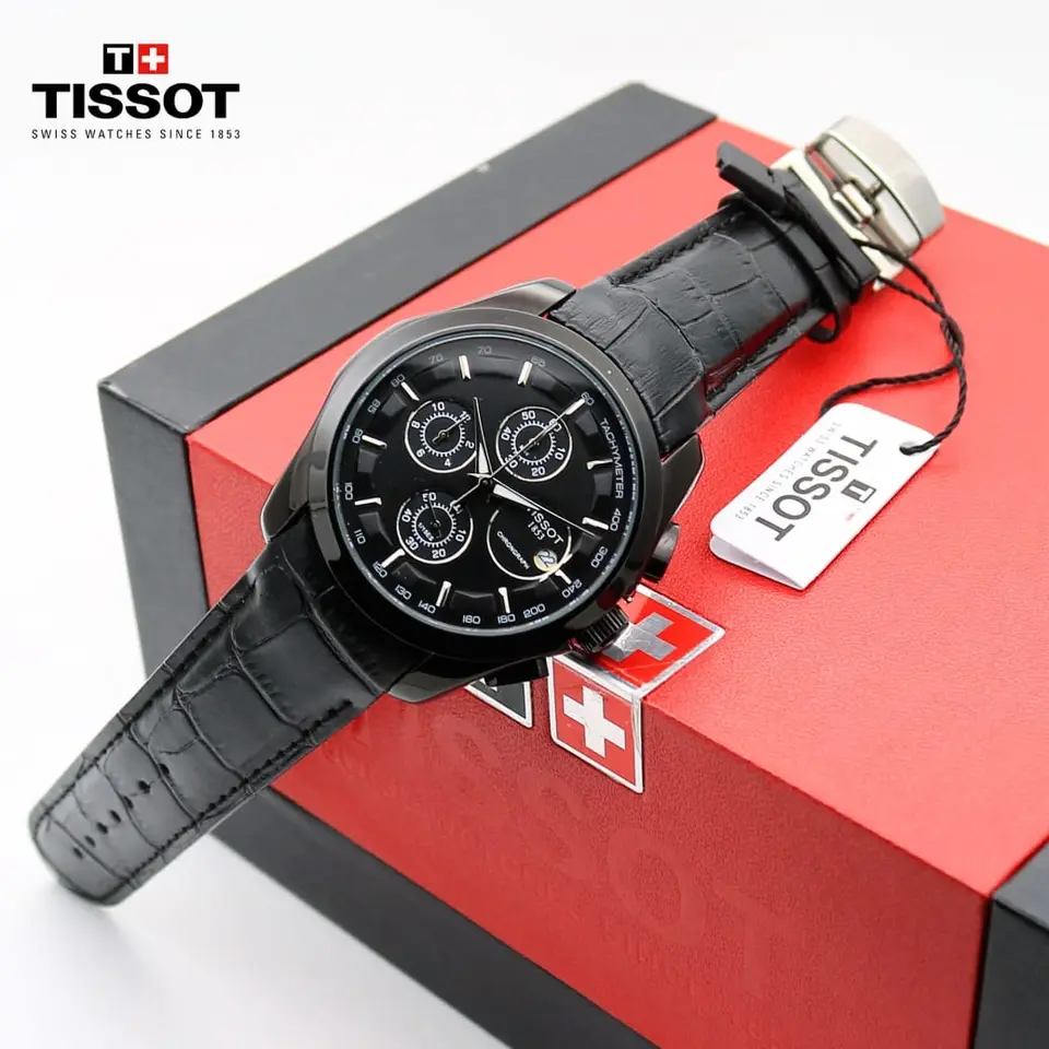 Tissot Chronograph — black dial, black case