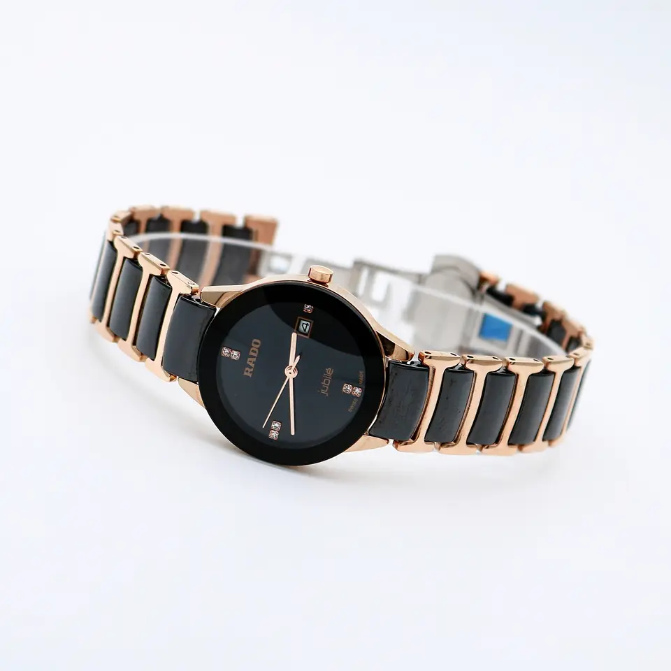Rado Centrix — black dial, rose gold