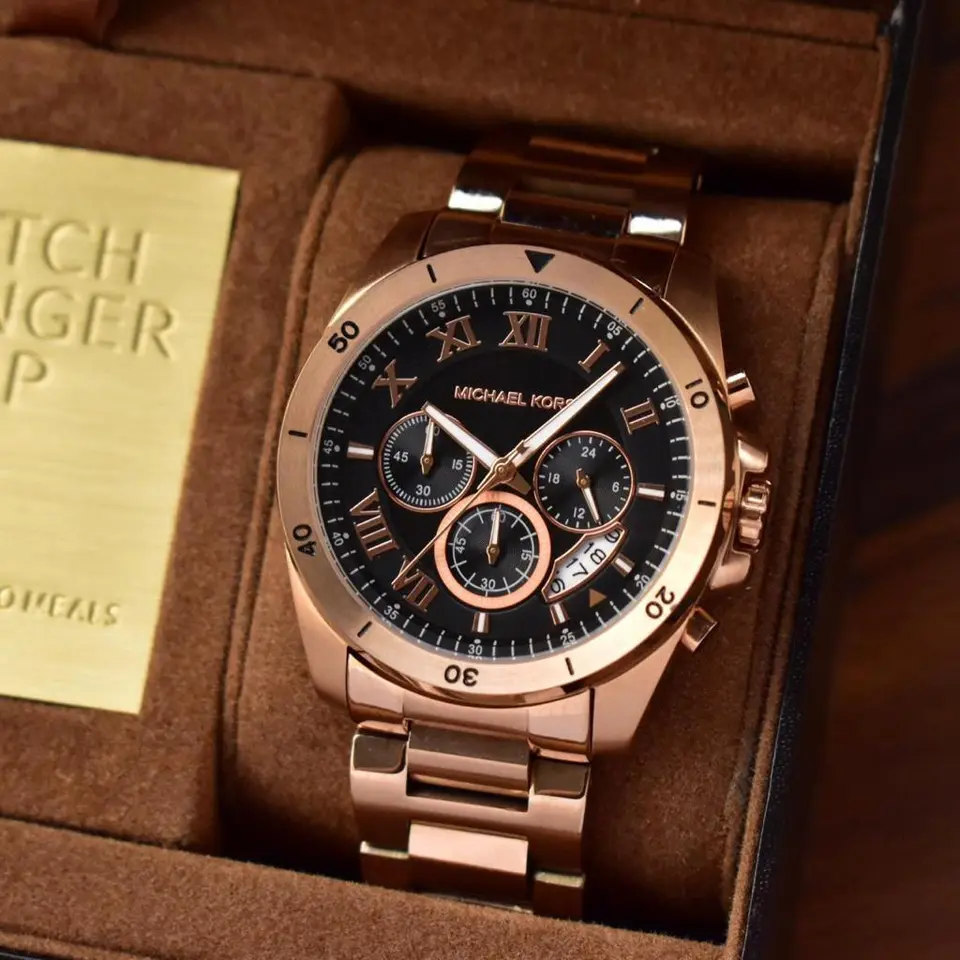 Michael Kors Brecken — black dial, rose gold