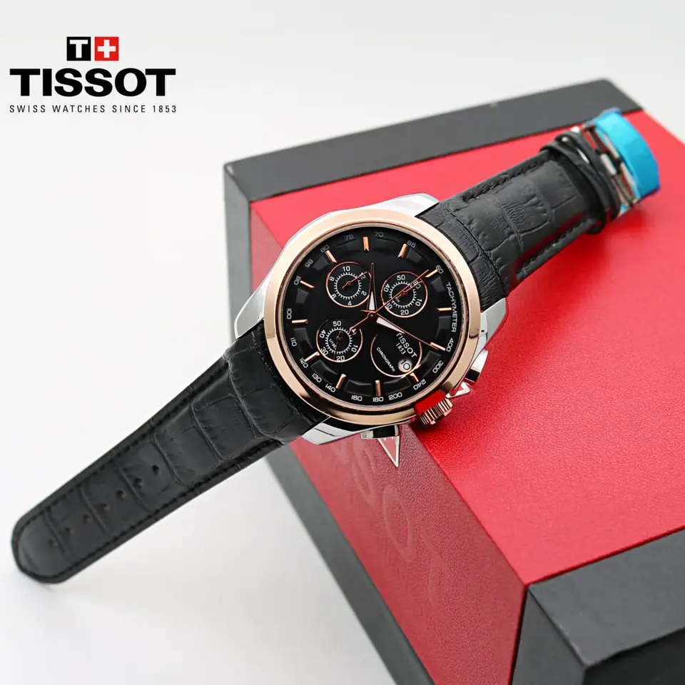 Tissot Chronograph — black dial, two-tone