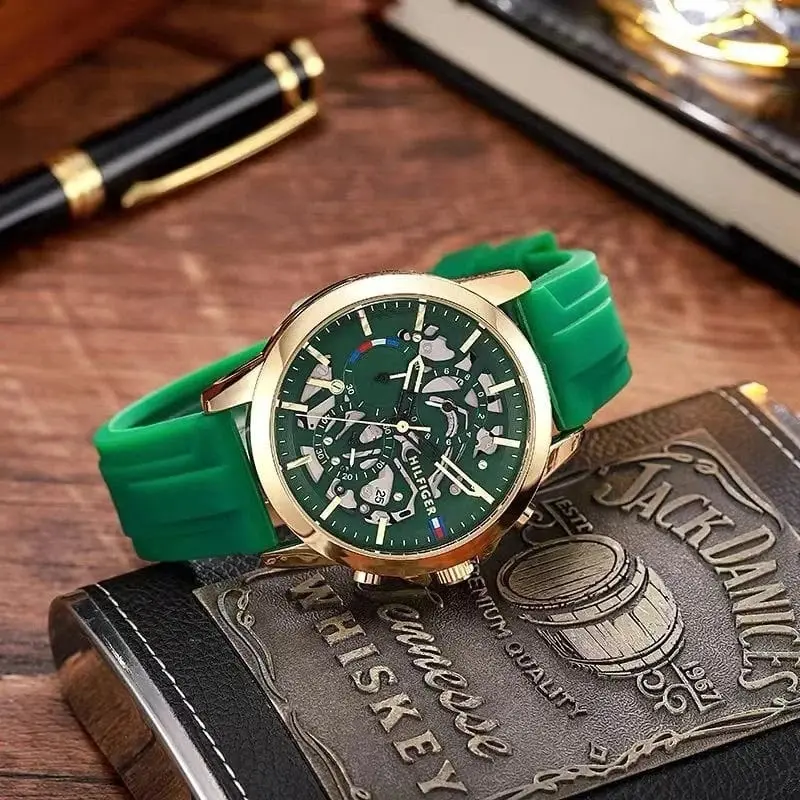 Tommy Hilfiger Chronograph — green dial, gold