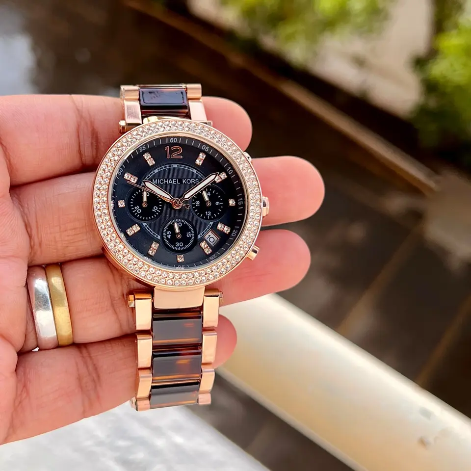 Michael Kors Parker — black dial, rose gold