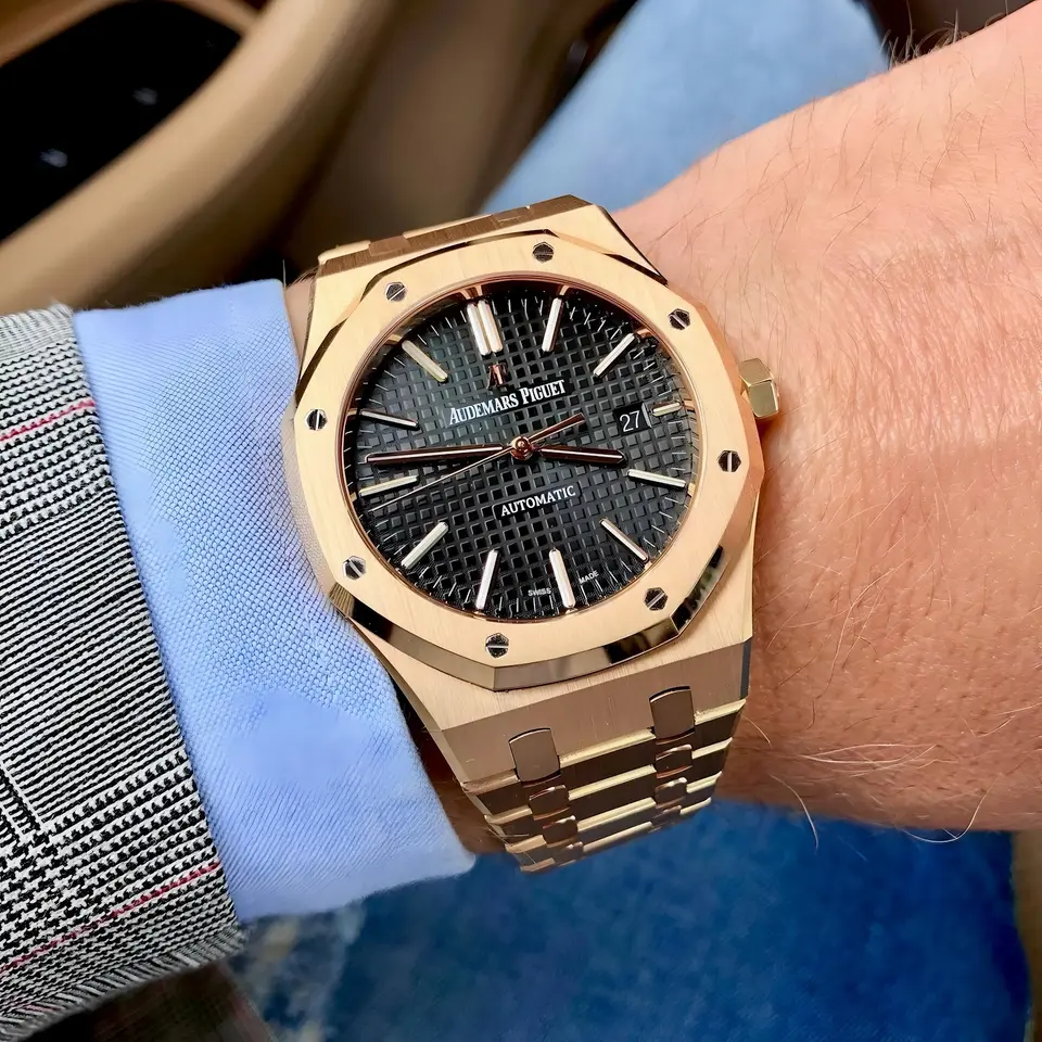 Audemars Piguet Royal Oak — black dial, rose gold