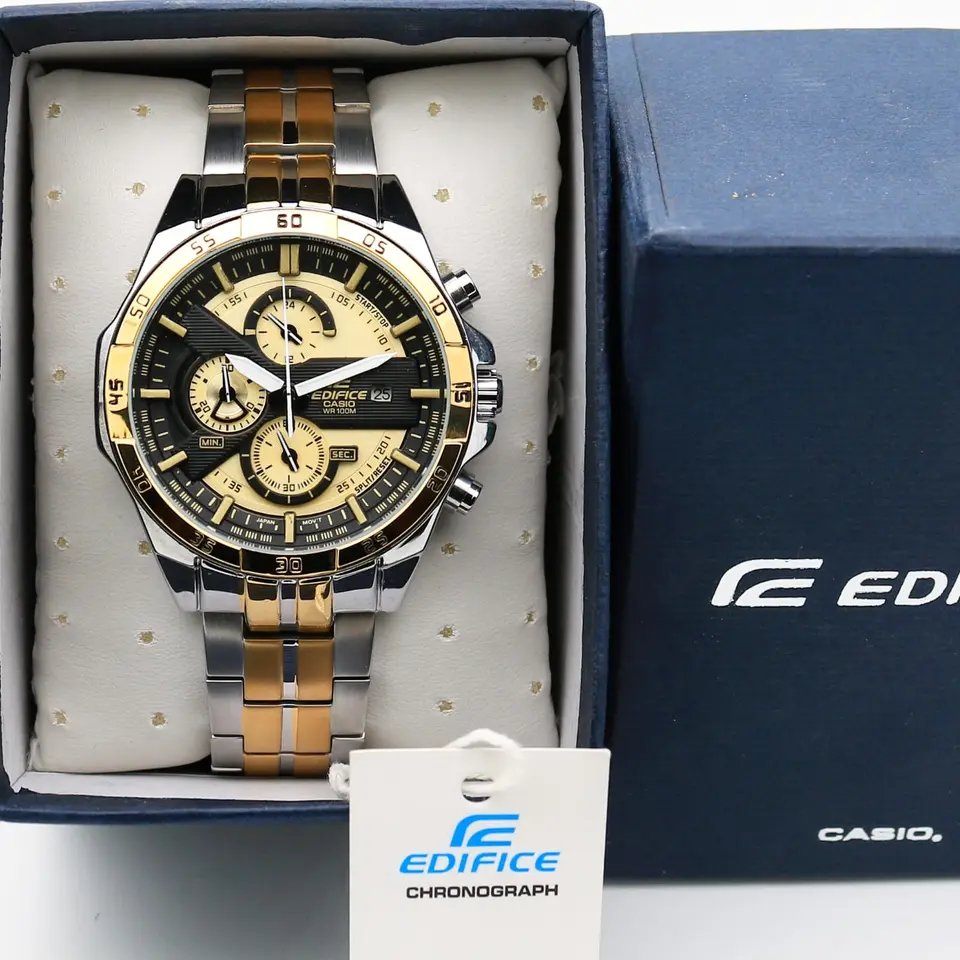 Casio Edifice EFR-556 — gold dial, two-tone