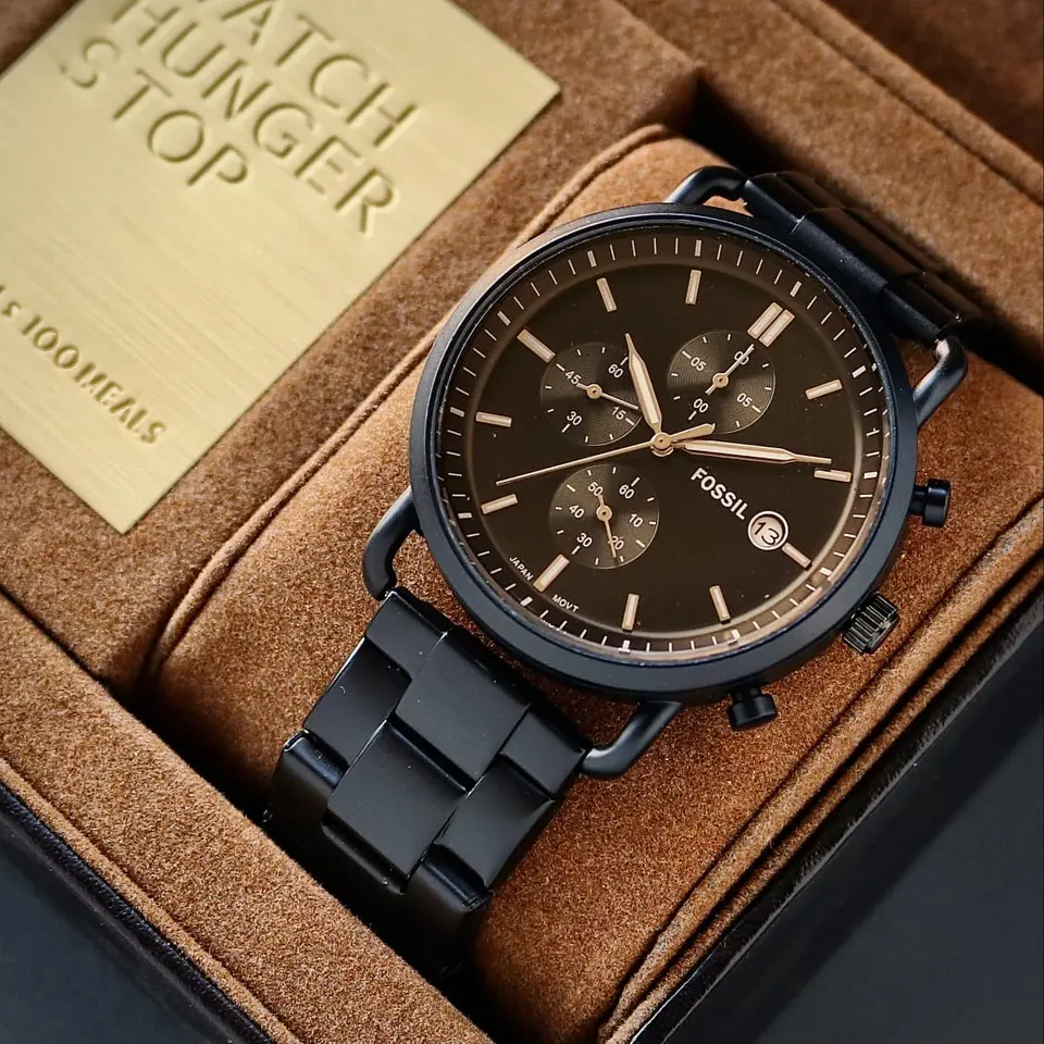Fossil Commuter — black dial, black case