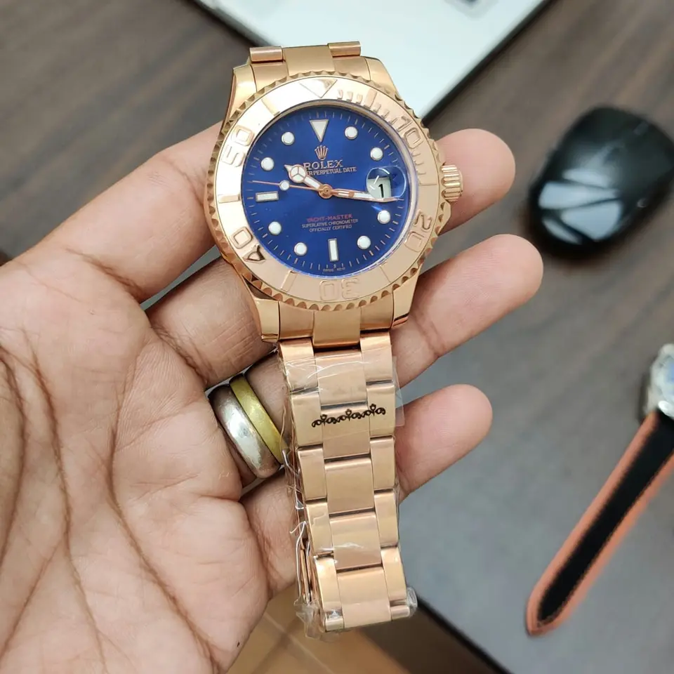 Rolex Yacht-Master — blue dial, rose gold