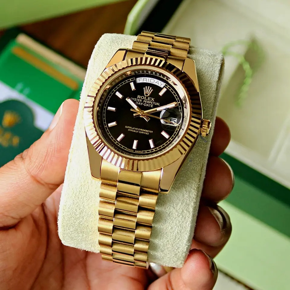 Rolex Day-Date — black dial, gold