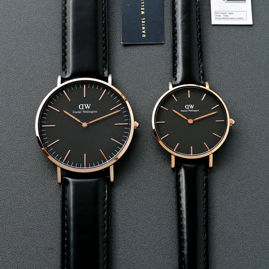 Daniel Wellington Classic — black dial, rose gold
