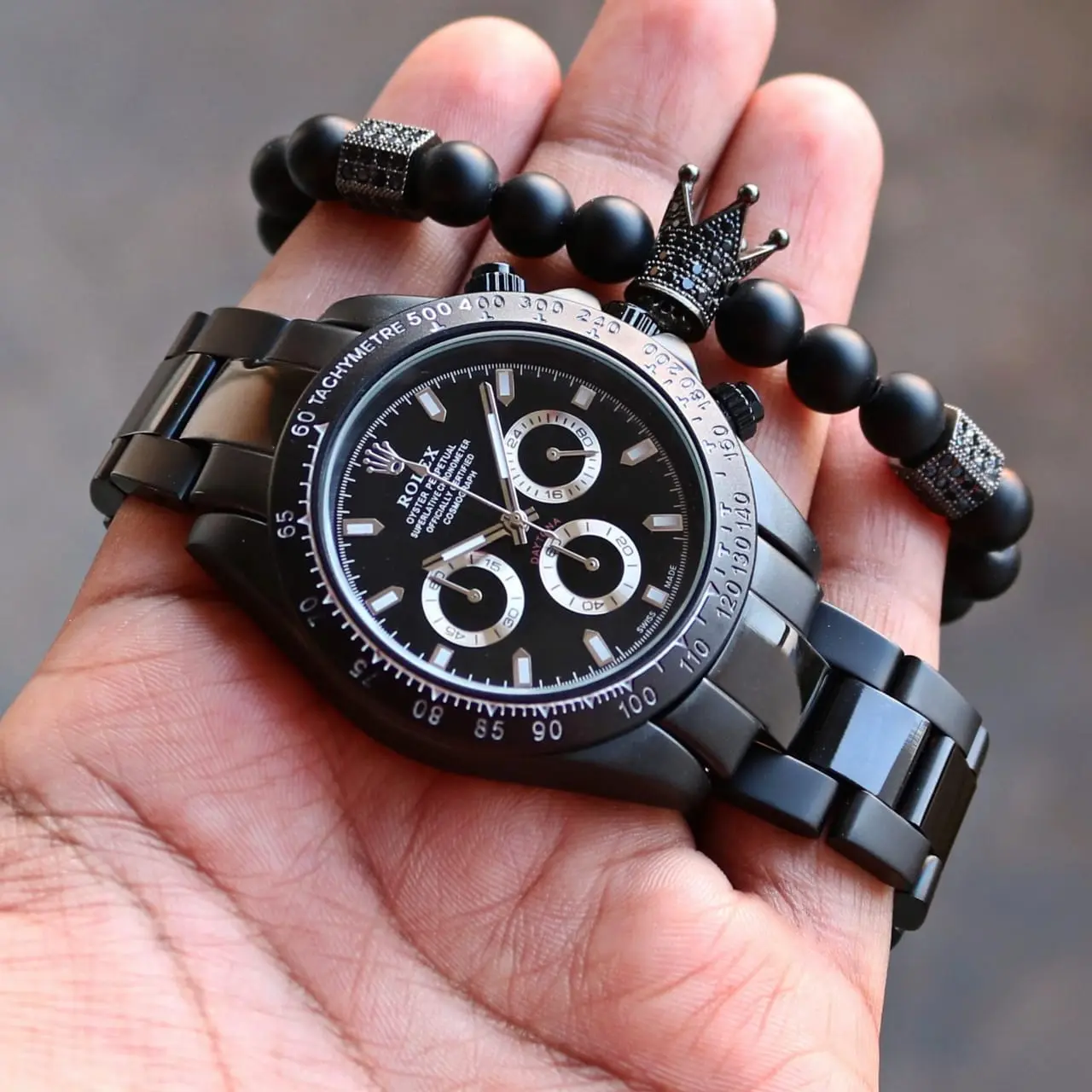 Rolex Daytona — black dial, black case