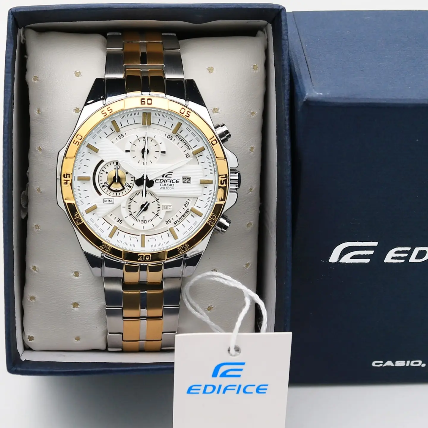 Casio Edifice EFR-556 — white dial, two-tone