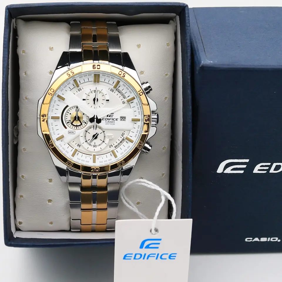 Casio Edifice EFR-556 — white dial, two-tone