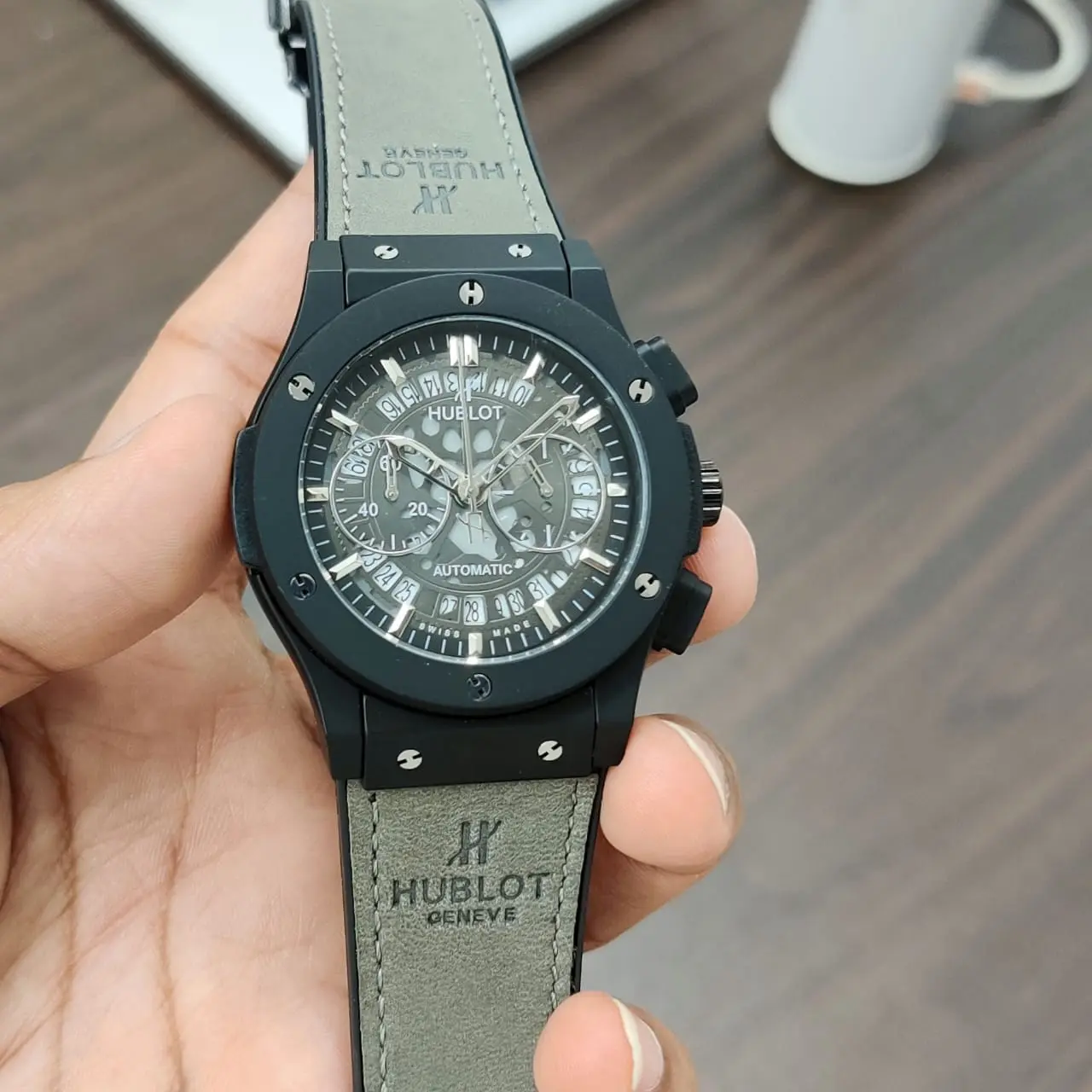 Hublot Big Bang — open-worked dial, black case