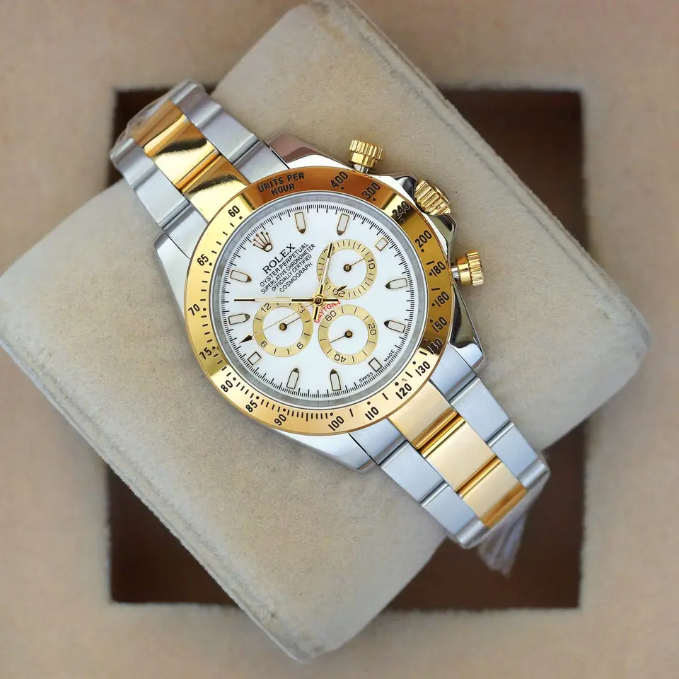 Rolex Daytona — white dial, two-tone