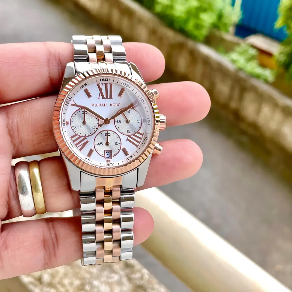 Michael Kors Lexington — white dial, two-tone