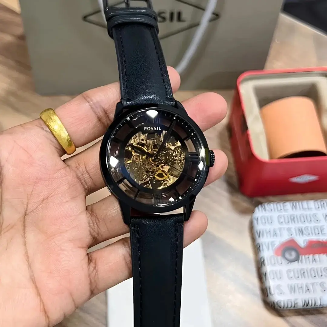 Fossil Skeleton — open-worked dial, black case