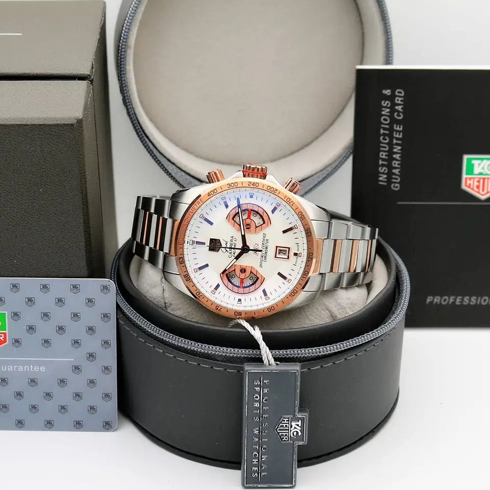 TAG Heuer Grand Carrera — white dial, two-tone