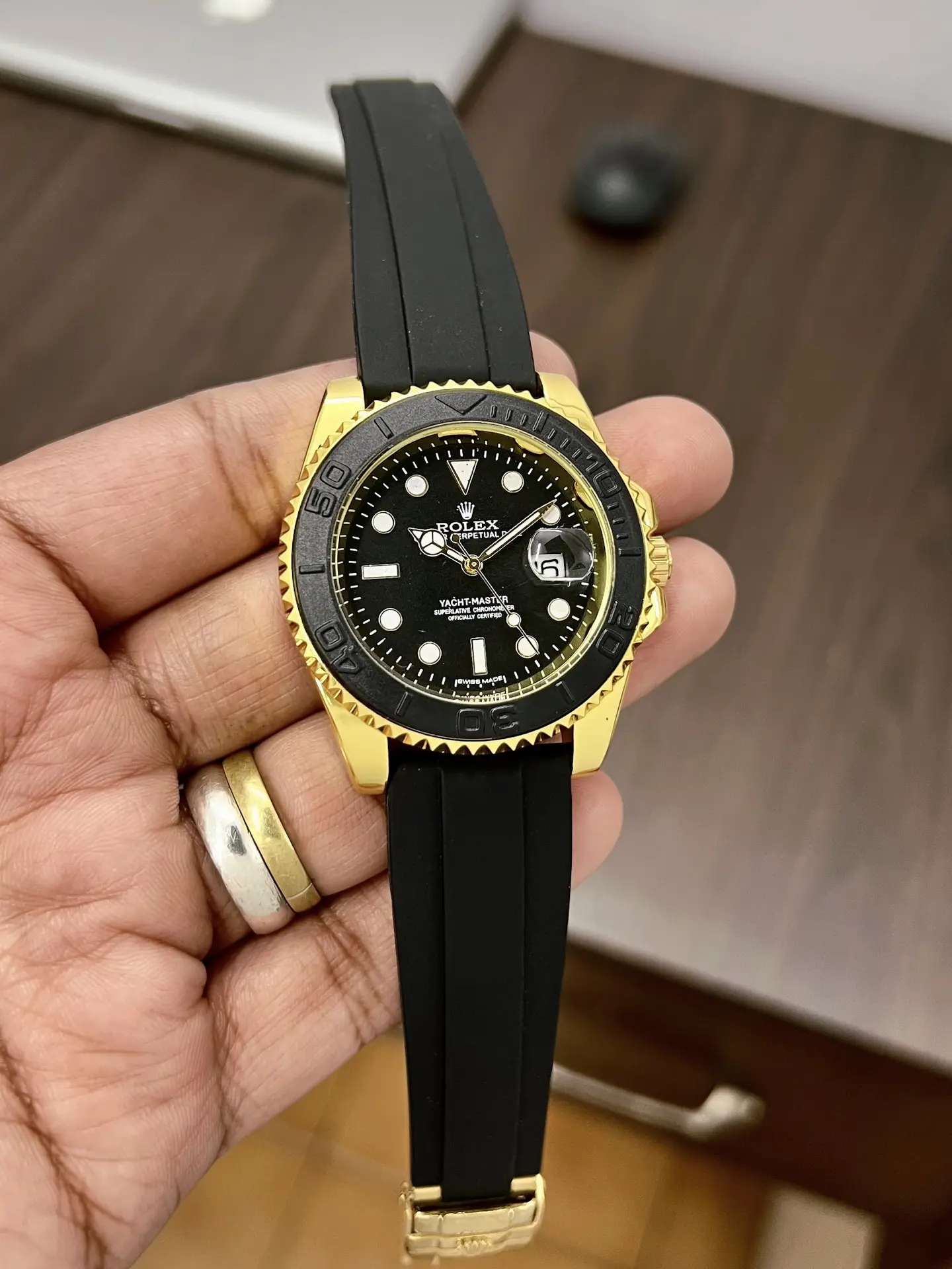 Rolex Yacht-Master — black dial, gold