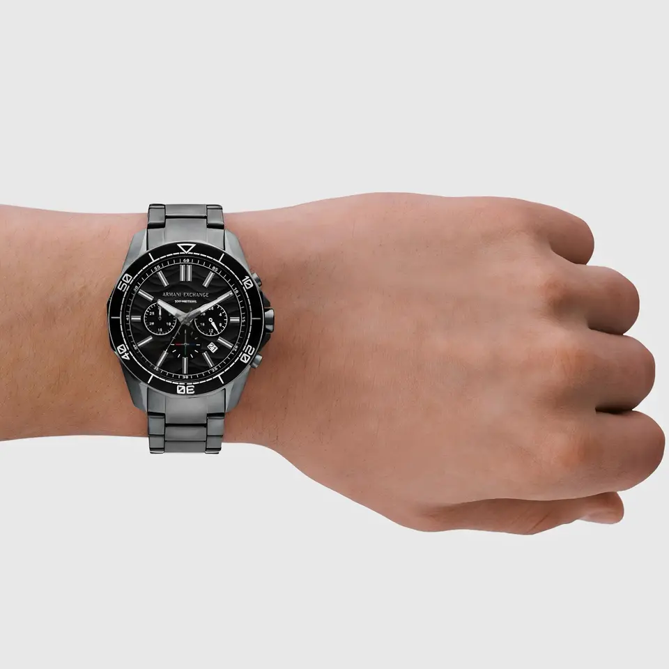 Emporio Armani Chronograph — black dial, gunmetal case