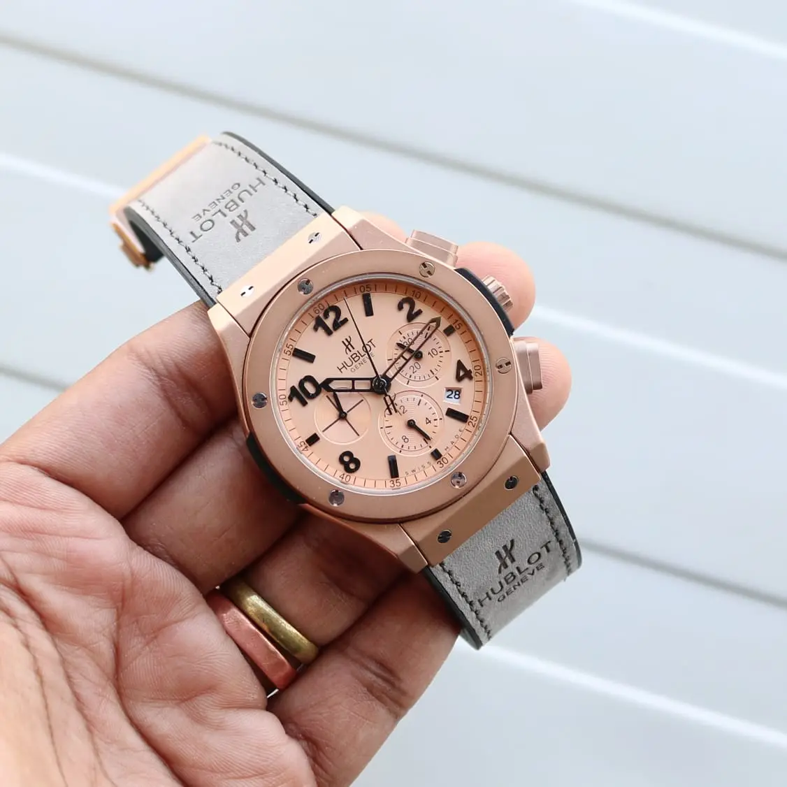 Hublot Chronograph — rose dial, rose gold