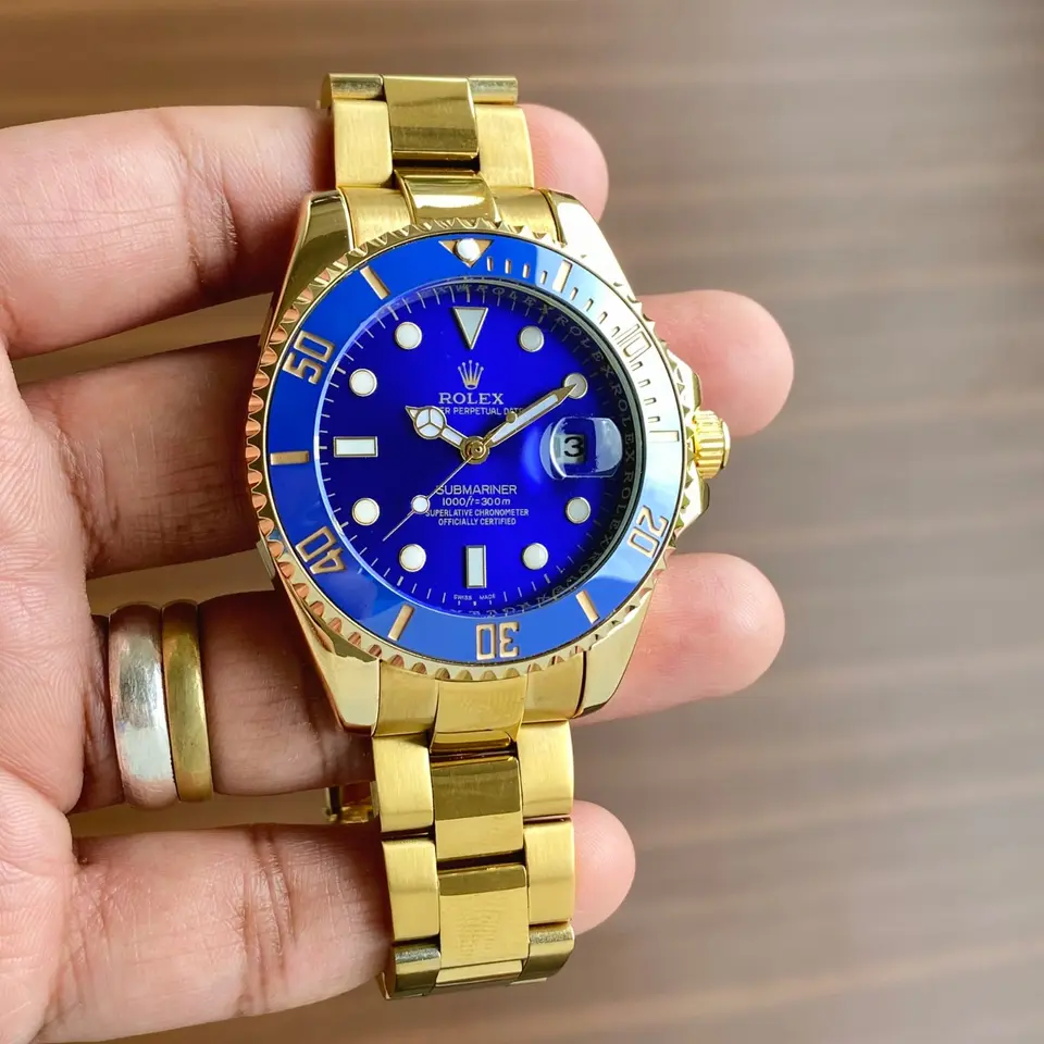 Rolex Submariner — blue dial, gold
