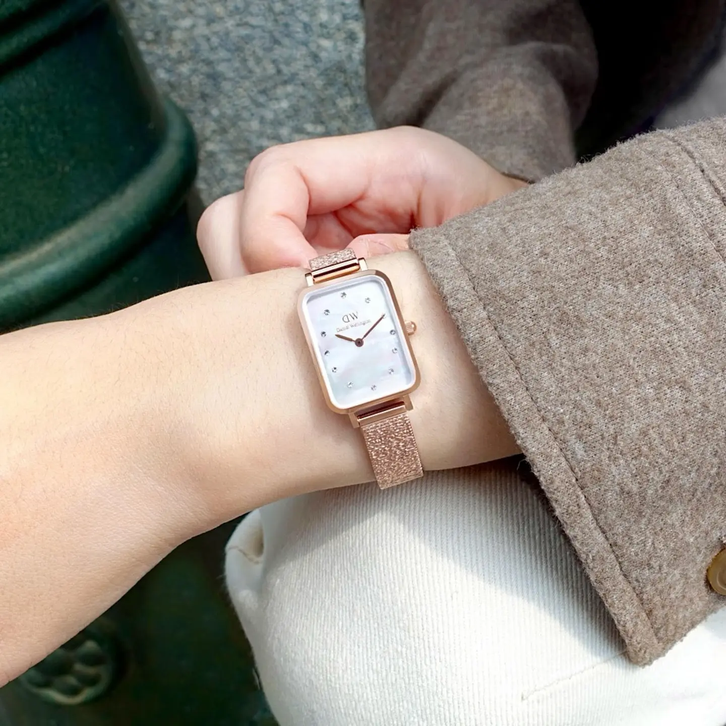 Daniel Wellington Quadro — white dial, rose gold