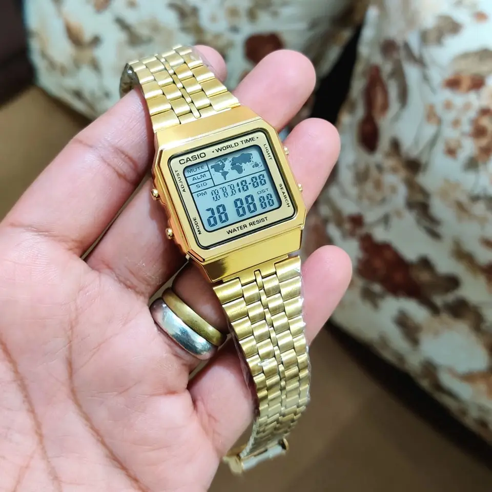 Casio Vintage A500 — grey dial, gold