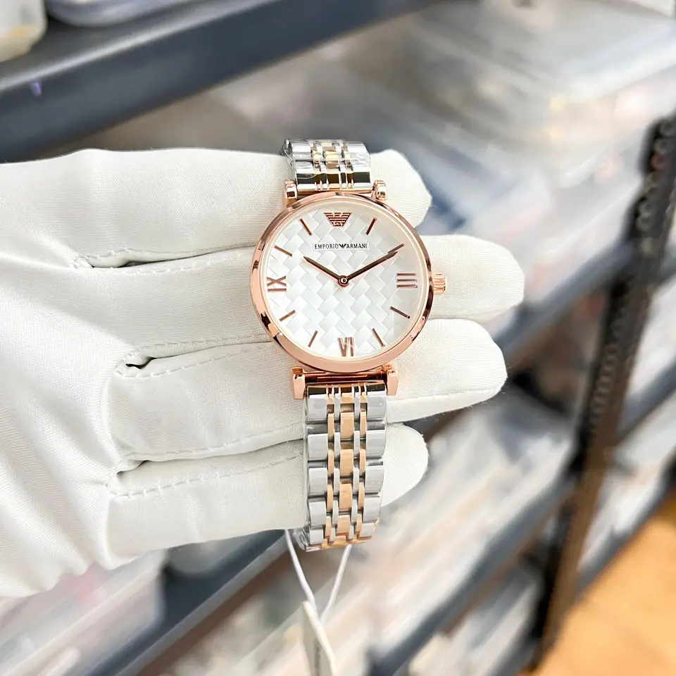 Emporio Armani Gianni T-Bar — white dial, two-tone
