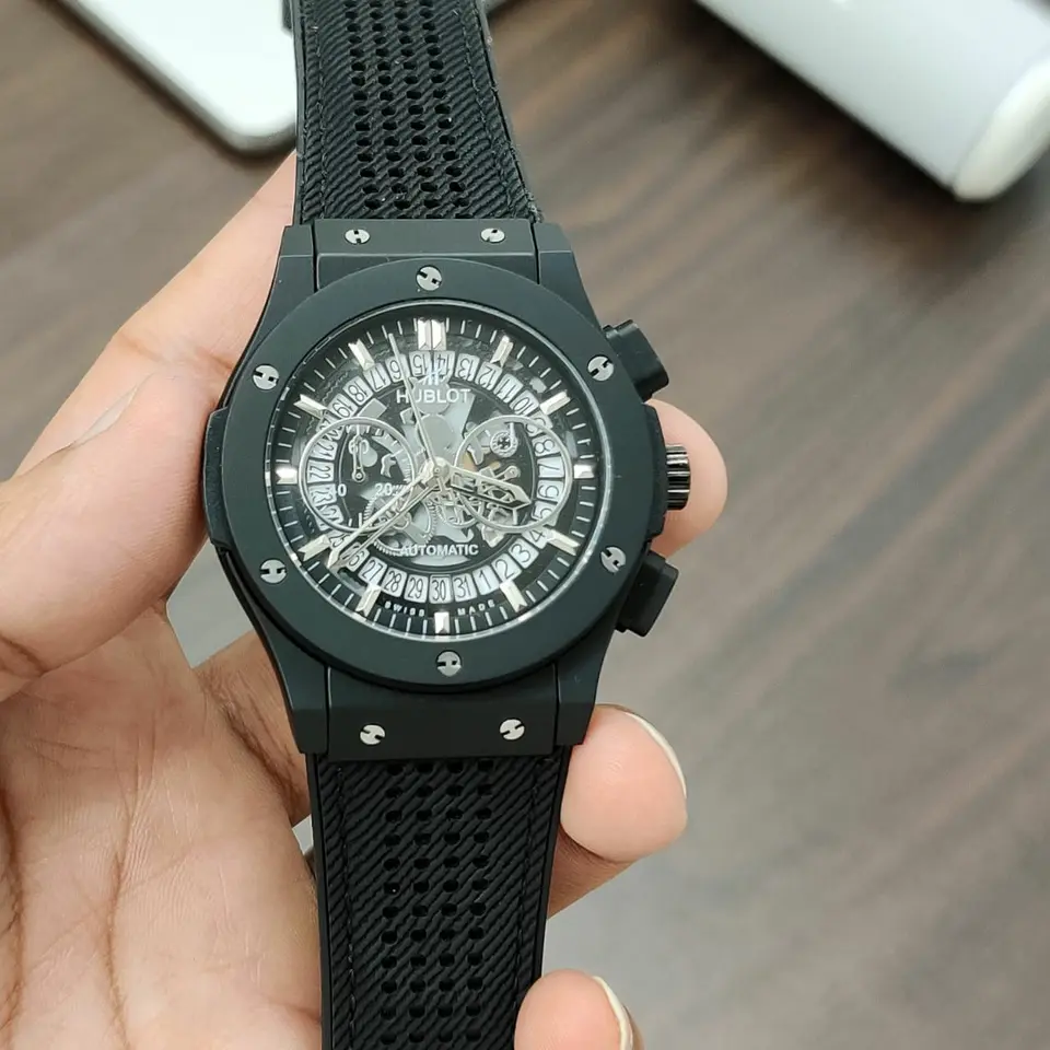 Hublot Big Bang — open-worked dial, black case