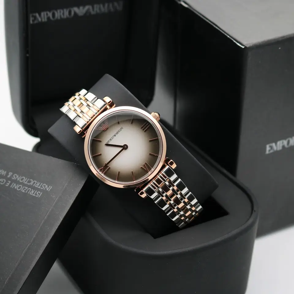 Emporio Armani Gianni T-Bar — grey dial, two-tone