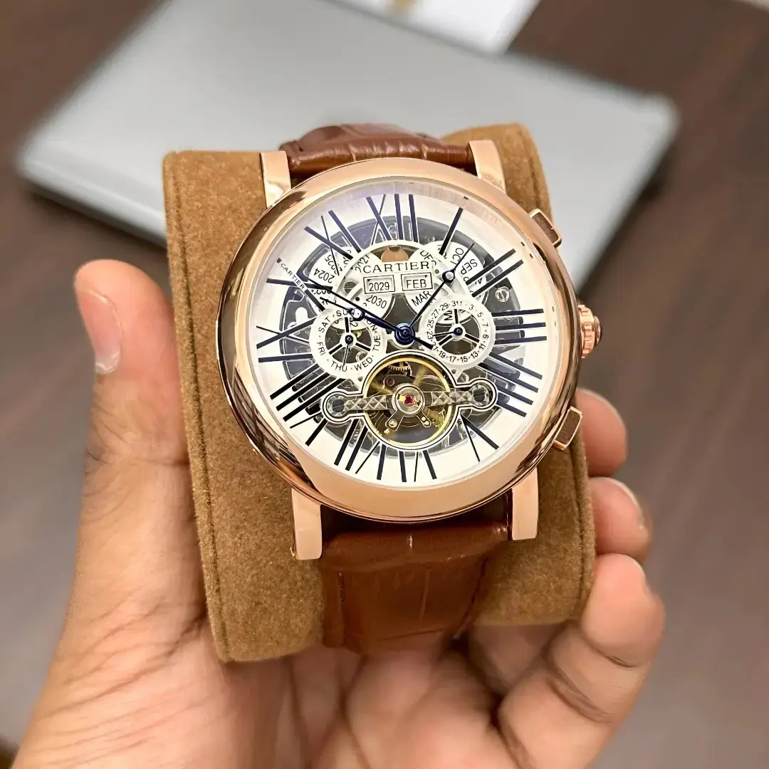 Cartier Skeleton — open-worked dial, rose gold