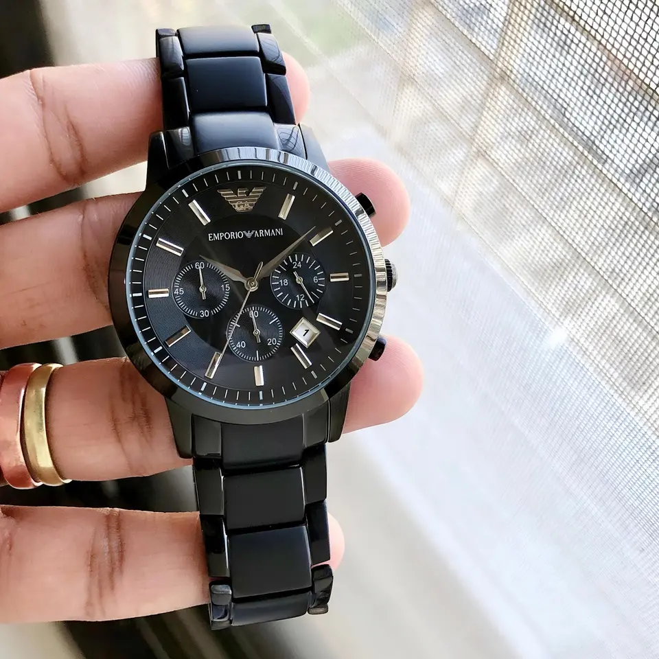 Emporio Armani Chronograph — black dial, black case