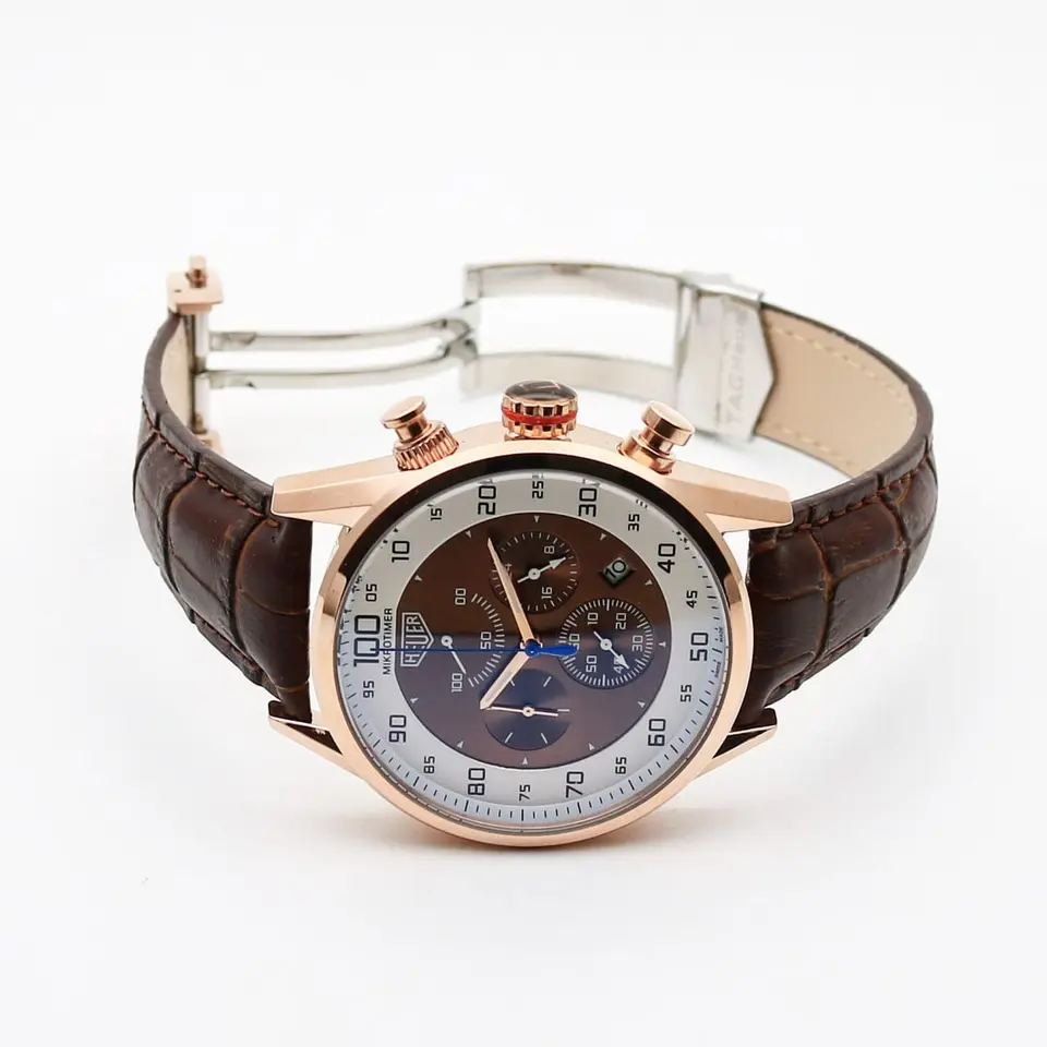 TAG Heuer Carrera Mikrotimer — brown dial, rose gold