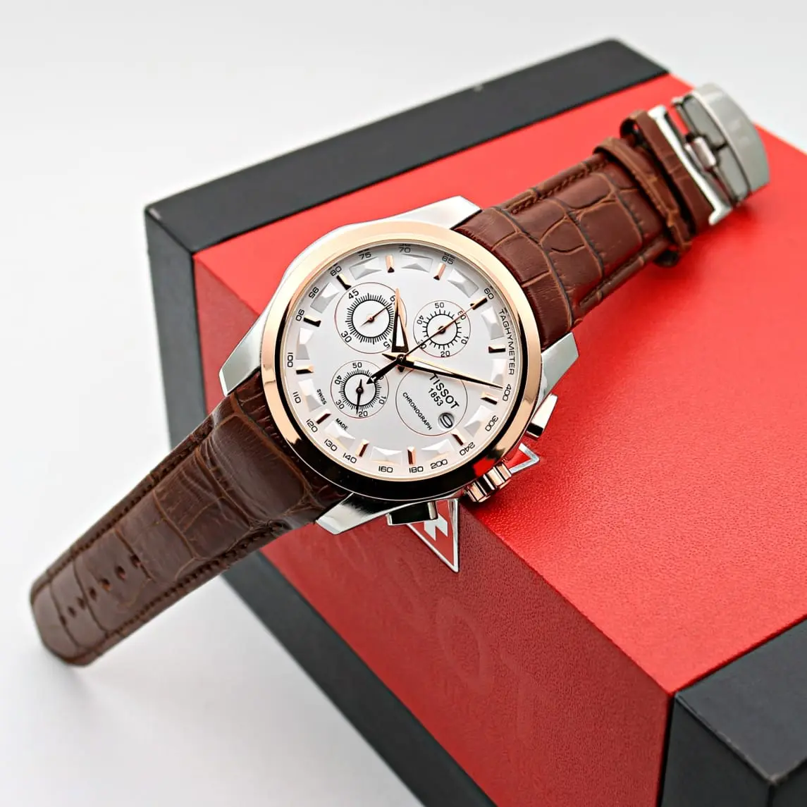 Tissot Chronograph — white dial, two-tone
