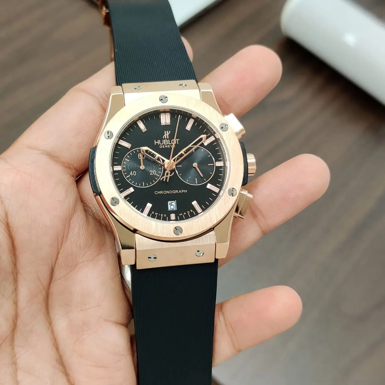 Hublot Classic Fusion — black dial, rose gold