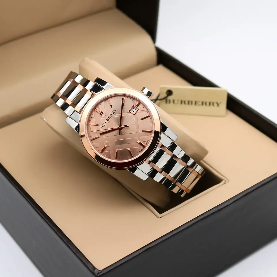 Burberry The City — pink dial, two-tone
