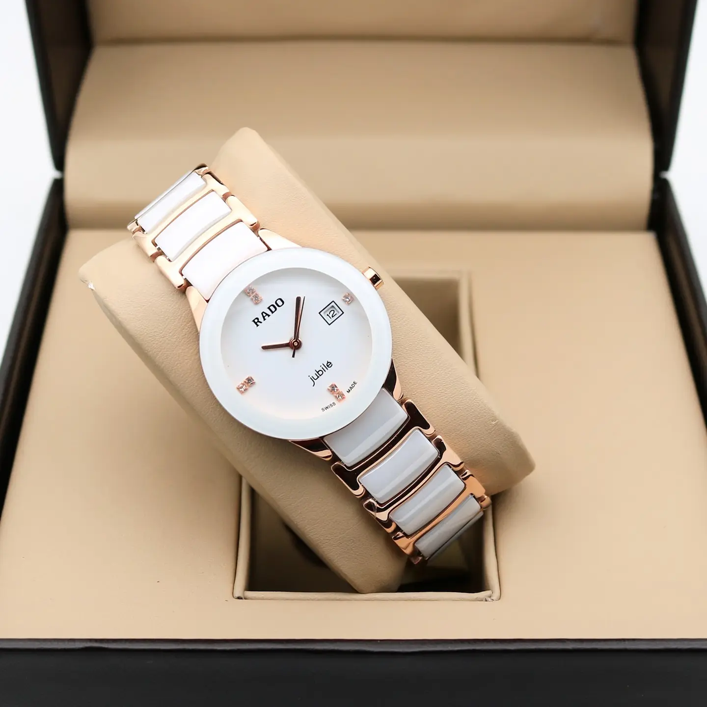 Rado Centrix — white dial, rose gold